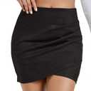 Rooscier Women's Suede Ruched Wrap High Waist Bodycon Zipper Back Mini Skirts XL