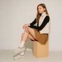 Mishansha Fuzzy Suede Slippers for Women Winter Warm Fur Lined House Shoes Slip-on Cozy Mini Boots for Indoor Outdoor Sand Beige, Size 7.5