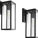 Bestshared Outdoor Wall Sconce Lights,Exterior Wall Lighting Fixtures with Clear Glass, Anti-Rust Modern Black Outside Lantern Lamp for House Front Porch Doorway Patio (Black, 15"-2 Pack)