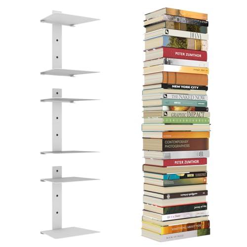Amazon.com: Mefirt Invisible Floating Bookshelves for Wall, 6 Tier Vertical Spine Book Tower, Heavy Duty Floating Book Shelves Metal Book Organizers for Home Office, 3 Pack(White) : Home & Kitchen