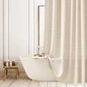 Striped Boho Long Shower Curtain Farmhouse Fabric Shower Curtains for Bathroom, Rustic Country Neutral Heavy Duty Bathroom Curtain Set with Tassel - Beige Bohemian Cloth Shower Curtain 71x79 Inch