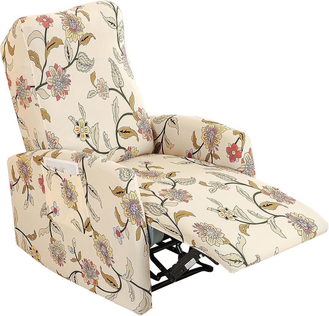 FUANGUI Recliner Chair Covers 4-Pieces Small Recliner Cover for Recliner Chair, Non Slip Covers Washable Lazy Boy Recliner Slipcovers/Furniture Protector for Kids, Dog, Living Room, 11