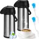 Airpot Coffee Dispenser with Pump - 2Pcs 102 oz Insulated Stainless Steel Coffee Carafe - Thermal Beverage Dispenser - Thermos Urn for Hot/Cold Water, Party Chocolate Drinks (102 Ounces, 2 Pack)