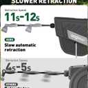 Retractable Garden Hose Reel: 1/2 in x 100 ft Wall Mount Hose Reel with Slow Auto Rewind & Any Length Lock, Brass Fittings, 180 Swivel, 10-Pattern Nozzle, Drain Outlet for Outdoor, Yard, Lawn
