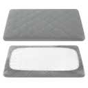 TILLYOU Pack and Play Sheet - Soft Quilted Crib Cover Pad, Toddlers Mattress Protector with 1''-3'' Deep Pocket, Thick Play Yard Playpen Sheets, Breathable Fluffy Crib Mattress Pad, 39"x27", Grey (Gray)