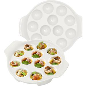 2pcs Ceramic Escargot Dish with 12 holes 9.2 Inch Snail White Ceramic Plates Diet Plate