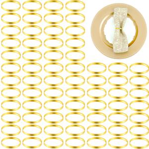 100Pcs Gold Napkin Rings Bulk, Elegant Gold Napkin Rings, Servilleteros para Mesas for Weddings, Parties, Dinners