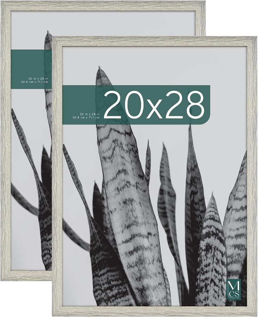 MCS Studio Gallery 20x28 Poster Frame Gray Woodgrain, Vertical & Horizontal Wall Hanging Large Picture Frame for Photos, Posters & Art Prints (2-Pack)