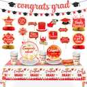 KatchOn, Red Graduation Decorations 2025 Set - Pack of 170, Serve 25 | Glitter Congrats Grad Banner, 2025 Graduations Party Decorations | Grad Photo Props, Graduation Party Supplies