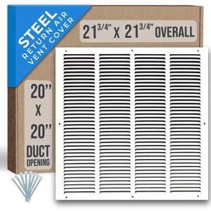 Fits 20x20 Duct Opening | Steel Return Air Grille by Handua | Vent Cover Grill for Sidewall and Ceiling | White | HVAC Cold Air Intake Grille | Outer Dimensions: 21.75"W X 21.75"H