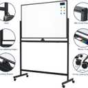 TSJ OFFICE Large Rolling Whiteboard - Dry Erase Magnetic 48 x 32 Inches White Board Height Adjust Double Sides Mobile Portable Easel on Wheels, Dry Erase Board with Stand for Office, Home & Classroom