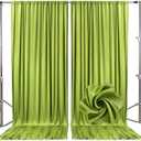 10ft x 10ft Olive Green Backdrop Curtains for Parties, Fabric Satin Background Curtain with Rod Pockets for Weddings, Birthday, Baby Shower, Photography, Graduation Party Backdrop Drapes, 2 Panels