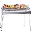 Charcoal Grill, Barbecue Charcoal Grill, Outdoor Stainless Steel Smoker BBQ grill for Outdoor Cooking Camping Picnics Beach 336 Square Inches, Silver 