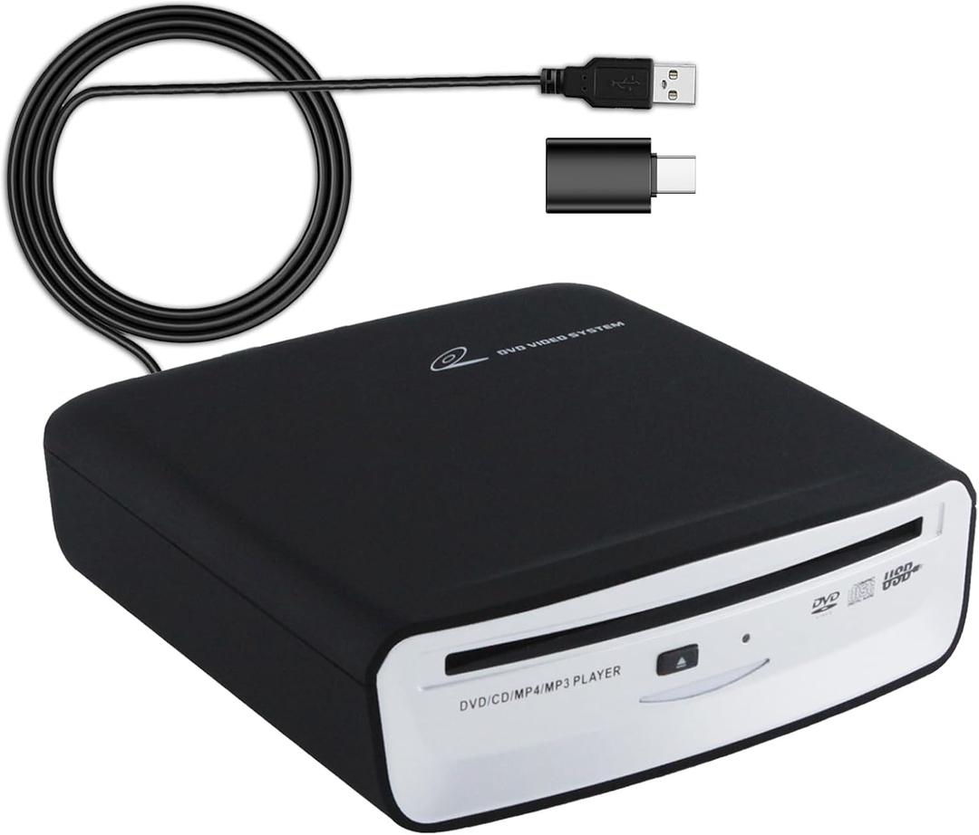 USB External Car Universal CD Player USB Connection Portable CD Player for Car Android Navigation/TV/MacBook pro/Laptops Desktops with Plug and Play, Black