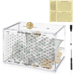 Smash Box for Money, Clear Acrylic Large Size Unbreakable Piggy Bank, Piggy Bank for Adults, Money Saving Challenge for Cash Coin, Fun Home Decor(10x7x5.7in)