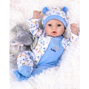 Aori Reborn Baby Dolls Boy - 18'' Realistic Newborn Baby Doll with Blue Feeding Set & Birth Certificate - Lifelike Weighted Body for Role Play, Gift for Kids Ages 3+