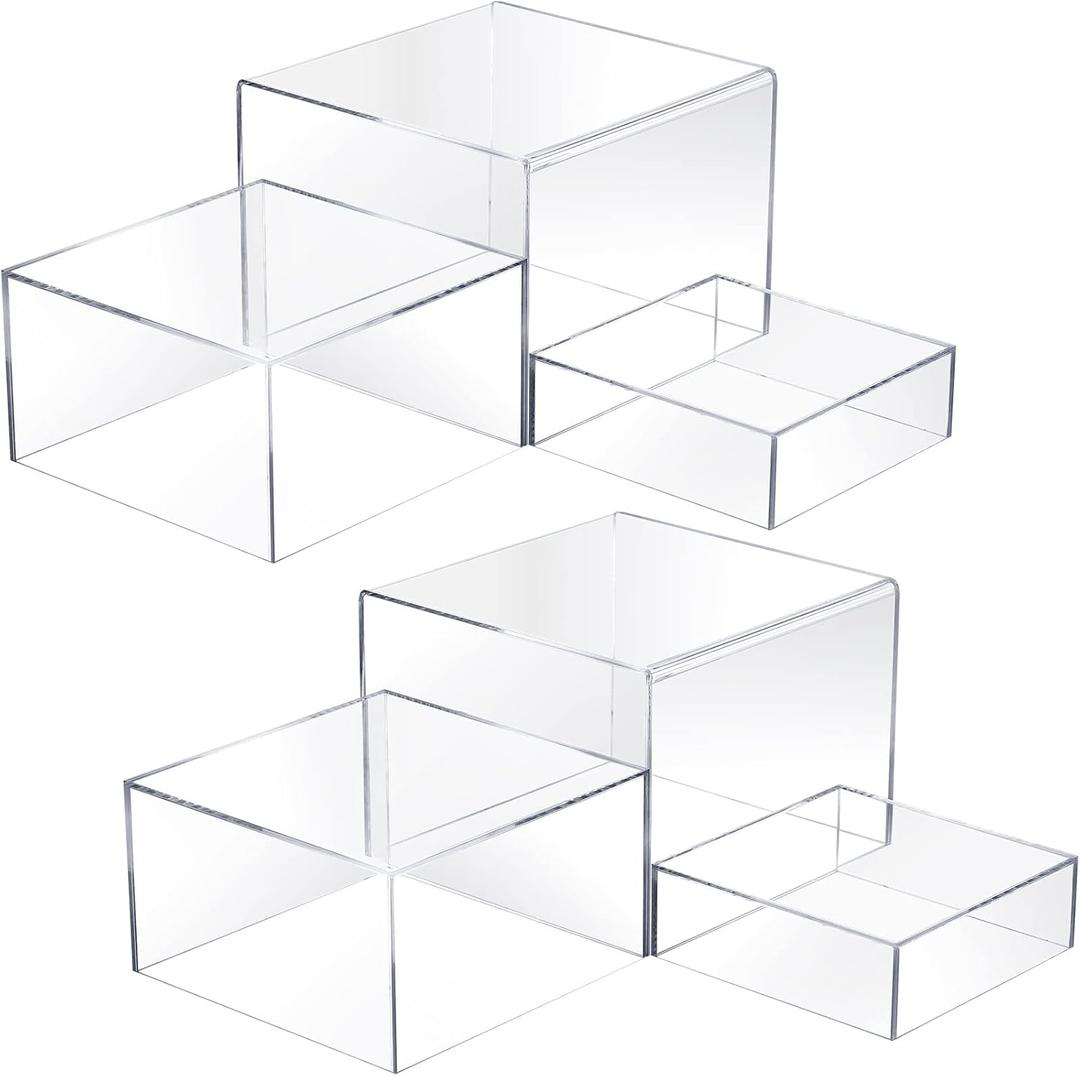 Tuanse 6 Pcs Buffet Risers, Food Risers for Buffet Table, Display Stand for Catering Dessert Collectibles Jewelry Figures Show, 5 Sided Acrylic Cube Display Organizer Acrylic Cube Boxes(Clear)