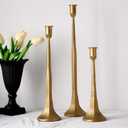 Denique Iron Taper Candle Holder Set of 3, Gold Candlestick Holders Decorative Candle Stand, Tapered Candle Holders Tall Set for Wedding, Dining Table, Home Decoration (Gold) (12",14",15.5")