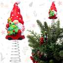 Gejoy Gnome Miniature Christmas Tree Topper 5.1 Inches Mini Resin Gnome Xmas Tree Topper Decorations for Christmas Holiday Party Supplies Home Office Decor