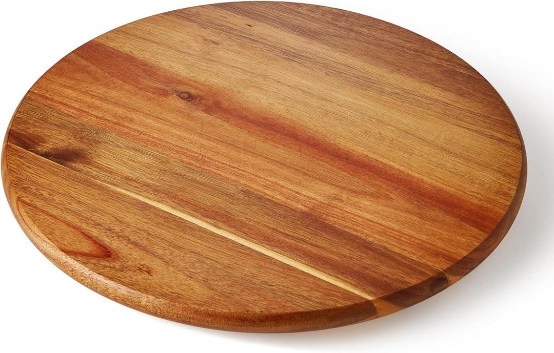 Acacia Wood Lazy Susan, Wood Turntable Tray Cabinet Organizer, 14"