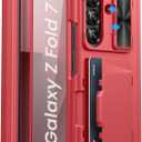 for Samsung Galaxy Z Fold 7 Case, Built-in Card Holder & Hinge Protection & Sliding Camera Lens Cover & Screen Protector, Rugged Heavy Duty Protective Phone Case for Galaxy Z Fold 7 2025, Red