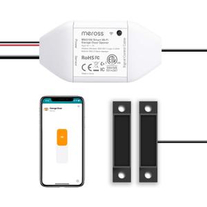 meross Smart Garage Door Opener Remote, Compatible with Apple HomeKit, Amazon Alexa, Google Assistant, SmartThings, Multiple Notification Modes, No Hub Needed, White