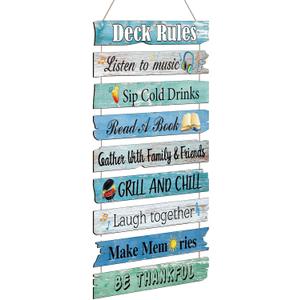 Capoda Deck Decorations Outdoor Deck Rules Sign Wall Art Porch Camping Summer Pool Dock Sign Plaque Camping Party Adventure Decor for Bar Campsite Cabin Tent Signs for Patio Backyard Outdoors Home