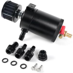 BARTOO Universal Oil Catch Can Tank 2 Port Oil Catch Can Billet Aluminum Car Engine Oil Catch Can Kit with Breather Filter Reservoir Oil Separator