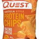 Quest Nutrition Nacho Cheese Tortilla Style Protein Chips, 18g Protein, 4g Net Carb, Gluten Free, 1.1 oz (Pack of 12)