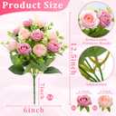 TURNMEON 40 Heads Fake Roses Artificial Flowers for Outdoors Summer Decor, 4 Bouquets UV Resistant Fake Flower Bouquet Faux Silk Roses for Wedding Birthday Party Home Mother's Day Cemetery Decor(Pink)