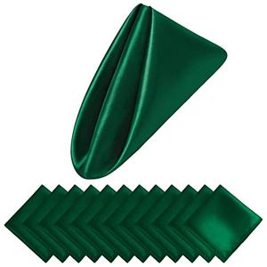 Aneco 12 Pieces Satin Napkin Square 20 x 20 Inches Dinner Napkins Weddings Party Napkin Soft Table Napkins for Romantic Weddings Party Dinner Decoration (Forest Green)