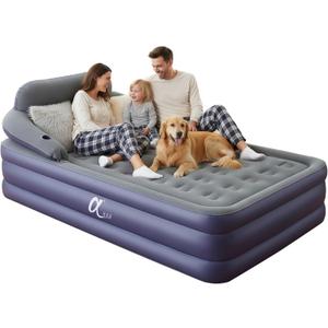 A-ER-FA Queen Air Mattress with Detachable Headboard and Cup Holder - 20 Height 700lbs Capacity Comfort Inflatable Bed for Guests Home Camping and Travel Durable Construction,Colchn Inflable,Air Bed