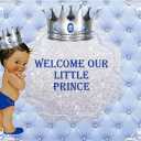 Baocicco 5x3ft Polyester Welcome Our Little Prince Party Backdrops for Photography African America Boy Silver Crown Blue Headboard Photography Background Baby Shower for Boys Photo Studio Vlogger Prop