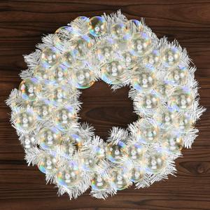 16 Inch Christmas Iridescent Ball Wreath for Front Door Christmas Ornament Garland Decoration Wreath Iridescent Xmas Door Decorative Hanging Ornaments for Holiday Window Party Decor