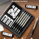 Metal Mechanical Pencil Set - 6PCS 0.7mm Art Mechanical Pencils & 360PCS HB Lead Refills & 3PCS Erasers & 9PCS Eraser Refills, Drawing Mechanical Pencils for Writing, Sketching/With Case (6 Count (Pack of 1))