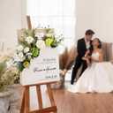 RattanView Wooden Wedding Welcome Sign with Flower Box 24 x 18 Inches Custom Name & Date Welcome to Our Wedding Outdoor Sign with 4 Floral Vase Slots for Reception Bridal Shower Party Indoor Decor