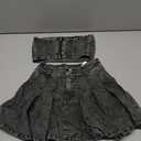 WDIRARA Girl's Y2K 2 Piece Outfits Bandeau Tube Tops Jeans Denim Sets A Line Pleated Mini Skirt Set Black 9Y