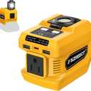 220W Power Inverter Compatible with Dewalt 18V/20V Battery Inverter DC 18V to AC 110V Portable Power Station Generator with 2 USB-A & 1 Type-C & 1 AC Outlet, 400 Lumen (Battery Not Included) (Yellow)