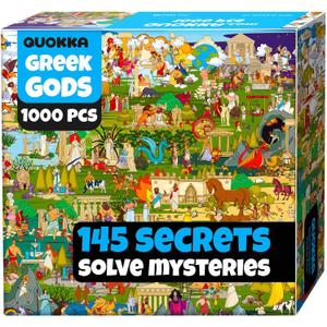 QUOKKA 1000 Piece Puzzle for Adults Greek Gods - Adult Puzzles with Secret Tasks & Immersive Audio Story of Ancient Myths and Legends for Deep Relaxation for Challenge Puzzle Lovers