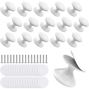 Self Adhesive Cabinet Knobs, Aluminum Alloy Self-Stick Drawer Pull Handles for Sliding Glass Door, Cabinet, Cupboard, Dresser, Closet, Window - Stick On No-Drilling Drawer Knobs (16, White)
