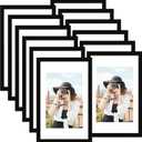 Picrit 11x17 Picture Frame Set of 12, Display 8x12 with Mat or 11x17 without Mat, Photo Frames for Wall Mounting Display, BLACK