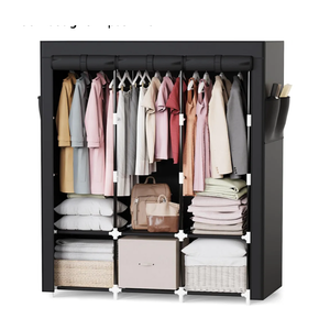 Mavivegue Portable Closet, 50 Inch Wardrobe Closet, Portable Closets for Hanging Clothes with 3 Hanging Rods and 6 Storage Shelves for Bedroom, Black