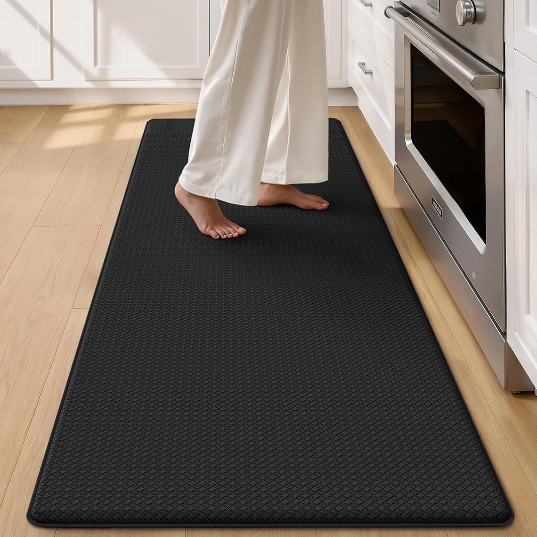 Color&Geometry Anti Fatigue Cushion Kitchen Mat for Floor -24"x59",Wide,Easy Clean, Water & Oil Proof, Anti Slip, Foam Rubber Runner Rug for Front Sink Comfort Standing,Black