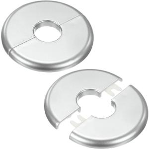 2-Pack Wall Split Flange, for 0.8 Inch/20mm OD Pipe ABS Escutcheon Plate Round Self-Adhesive Plumbing Cover Plates for Water Pipe/Faucet [Silver Tone]