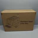 Stainless Steel Litter Box with Lid, 180 Flip-Top XL Extra Large Enclosed Litter Box for Big Cats, Front Entry Top Exit Kitty LitterBox, Metal Cat Box with Scoop & Step Board, Odor-Free, Anti-Leak