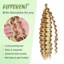 Eerya Long Curly Braiding Hair 18 Inch 2 Packs Ocean Wave Crochet Hair for Black Women Deep Wave Braiding Hair for Boho Braids(18inch,#P27/613)