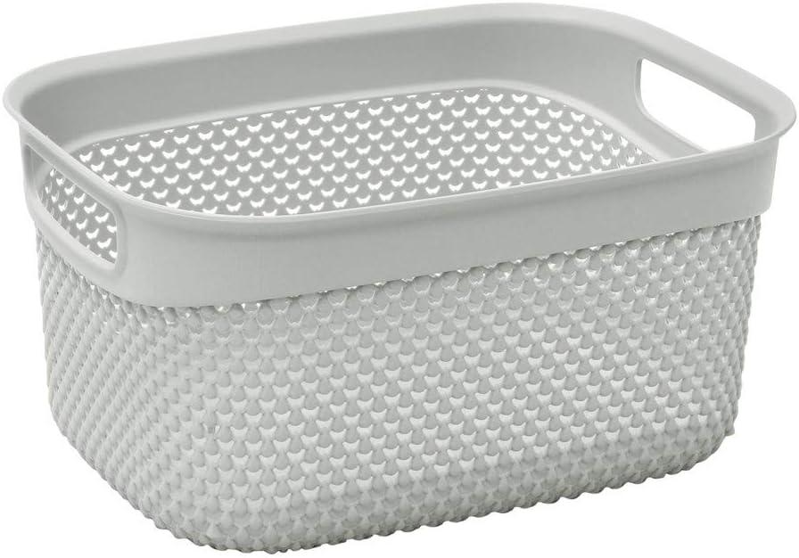 3Pack Medium Storage Basket, Decorative Plastic Home Organizer, Lightweight Versatile Tub with Built-In Handles, White