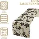 Black Gold Floral Table Runner, Mordern Minimalist Luxury Golden Floral Leaves Print Table Runner for Indoor Outdoor Home Decor Party Decor, 13x36inch