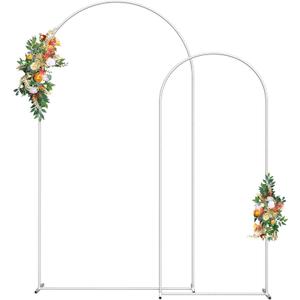 Wedding Arch Backdrop Stand Set of 2 (7.3FT & 6FT), Metal Balloon Arch Frame for Ceremony, Baby Shower, Birthday, Graduation, Indoor Outdoor Party Decoration White
