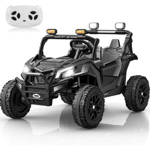 Firstness 24V Electric Remote Control Ride on Cars for Kids Ages 3-8, Black, 46.9 inches x 30.7 inches x 29.9 inches